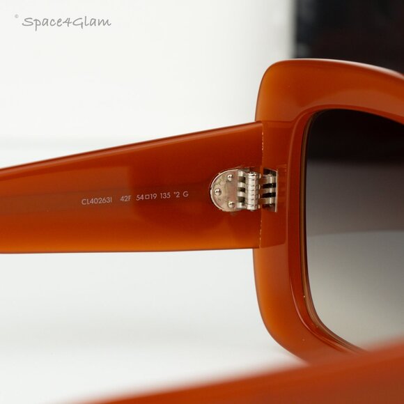 BRAND NEW Celine CL40263I 42F Shiny Orange Gradient Brown Geometric Sunglasses - Picture 6 of 8